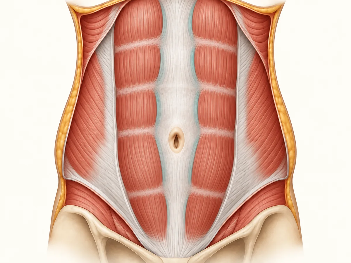 Diastazis rekti anatomik illüstrasyonu