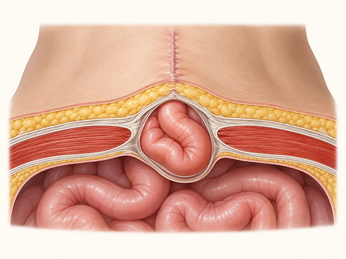 Kesi yeri fıtığı anatomik illüstrasyonu