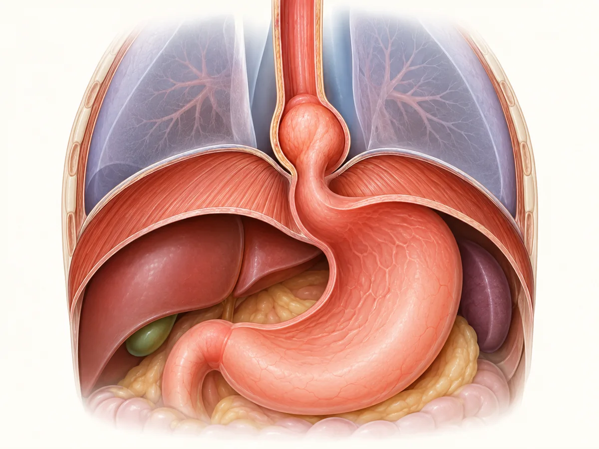 Mide fıtığı (hiatal herni) anatomik illüstrasyonu