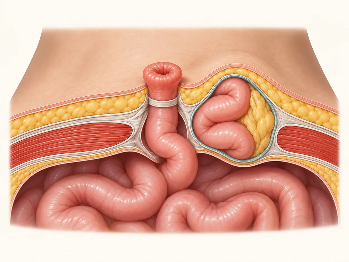 Parastomal fıtık anatomik illüstrasyonu