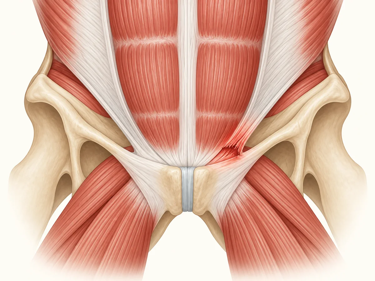 Sporcu fıtığı (atletik pubalji) anatomik illüstrasyonu